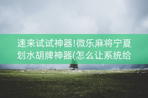 速来试试神器!微乐麻将宁夏划水胡牌神器(怎么让系统给自己好牌)