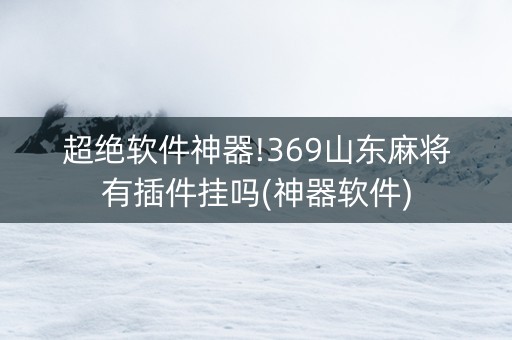 超绝软件神器!369山东麻将有插件挂吗(神器软件)