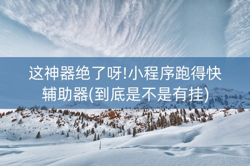 这神器绝了呀!小程序跑得快辅助器(到底是不是有挂)