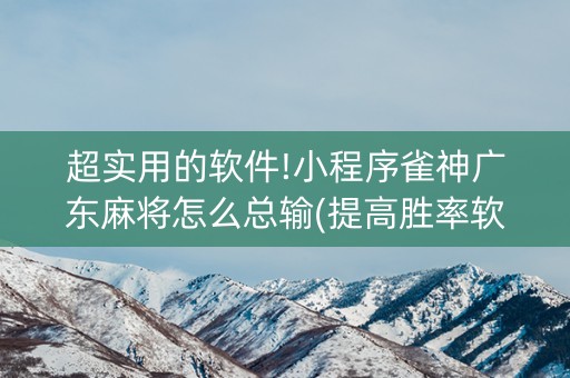 超实用的软件!小程序雀神广东麻将怎么总输(提高胜率软件)