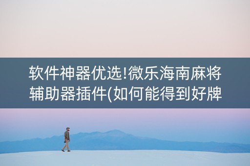 软件神器优选!微乐海南麻将辅助器插件(如何能得到好牌)