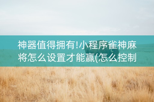 神器值得拥有!小程序雀神麻将怎么设置才能赢(怎么控制输赢)