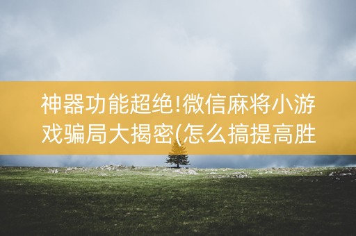 神器功能超绝!微信麻将小游戏骗局大揭密(怎么搞提高胜率)