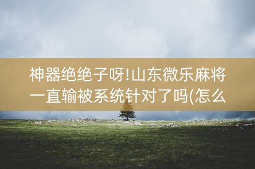 神器绝绝子呀!山东微乐麻将一直输被系统针对了吗(怎么让牌变好)