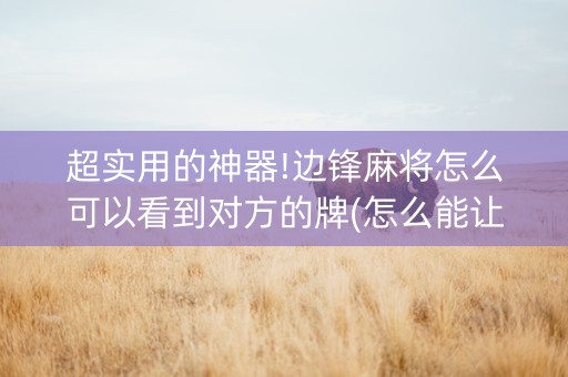 超实用的神器!边锋麻将怎么可以看到对方的牌(怎么能让牌好一点)