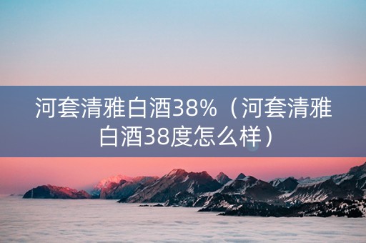 河套清雅白酒38%（河套清雅白酒38度怎么样）