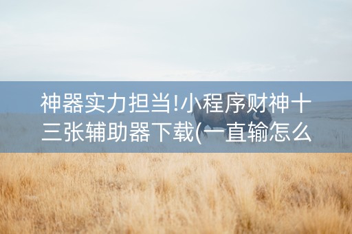 神器实力担当!小程序财神十三张辅助器下载(一直输怎么办)