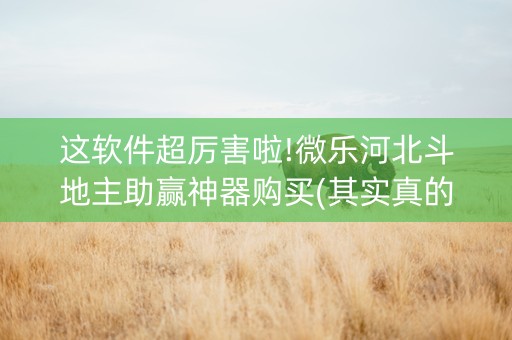 这软件超厉害啦!微乐河北斗地主助赢神器购买(其实真的有挂)