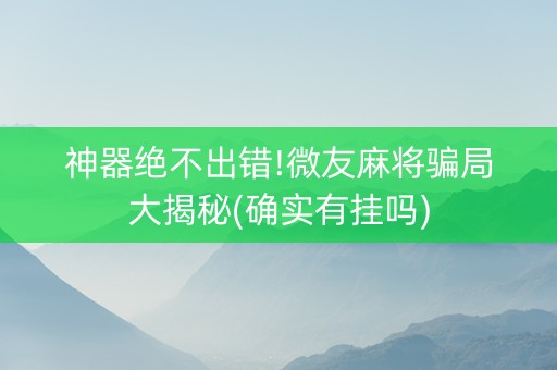 神器绝不出错!微友麻将骗局大揭秘(确实有挂吗)