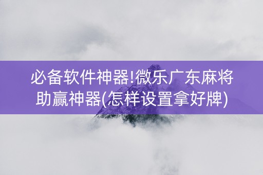 必备软件神器!微乐广东麻将助赢神器(怎样设置拿好牌)