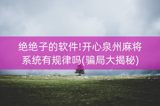 绝绝子的软件!开心泉州麻将系统有规律吗(骗局大揭秘)