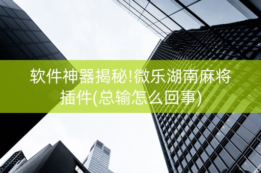 软件神器揭秘!微乐湖南麻将插件(总输怎么回事)