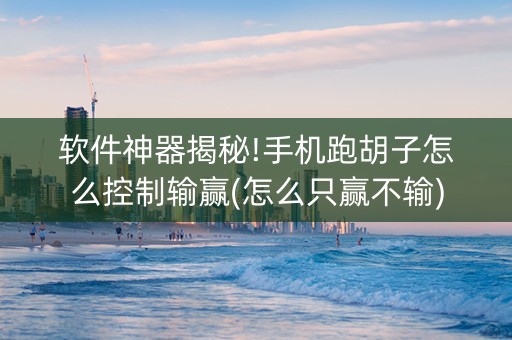 软件神器揭秘!手机跑胡子怎么控制输赢(怎么只赢不输)