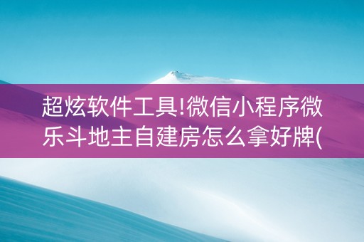 超炫软件工具!微信小程序微乐斗地主自建房怎么拿好牌(小程序控牌器)