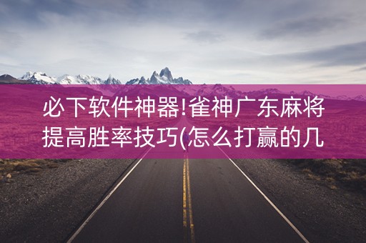 必下软件神器!雀神广东麻将提高胜率技巧(怎么打赢的几率大)