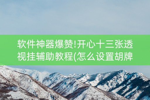 软件神器爆赞!开心十三张透视挂辅助教程(怎么设置胡牌)