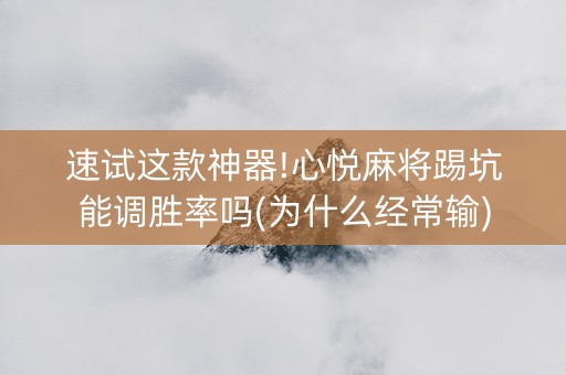 速试这款神器!心悦麻将踢坑能调胜率吗(为什么经常输)