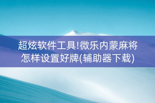 超炫软件工具!微乐内蒙麻将怎样设置好牌(辅助器下载)