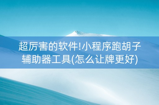 超厉害的软件!小程序跑胡子辅助器工具(怎么让牌更好)