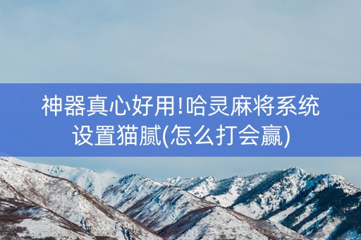 神器真心好用!哈灵麻将系统设置猫腻(怎么打会赢)