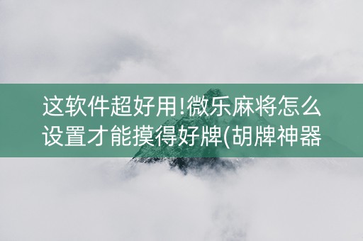 这软件超好用!微乐麻将怎么设置才能摸得好牌(胡牌神器有猫腻吗)