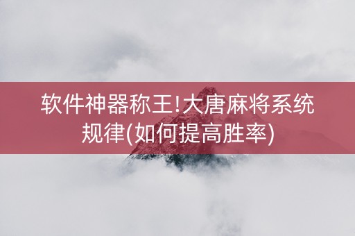软件神器称王!大唐麻将系统规律(如何提高胜率)