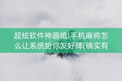 超炫软件神器哦!手机麻将怎么让系统给你发好牌(确实有插件吗)