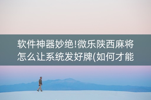 软件神器妙绝!微乐陕西麻将怎么让系统发好牌(如何才能赢)