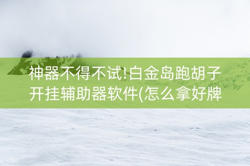 神器不得不试!白金岛跑胡子开挂辅助器软件(怎么拿好牌)