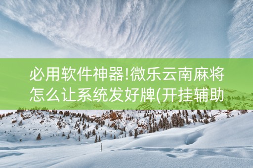 必用软件神器!微乐云南麻将怎么让系统发好牌(开挂辅助插件)