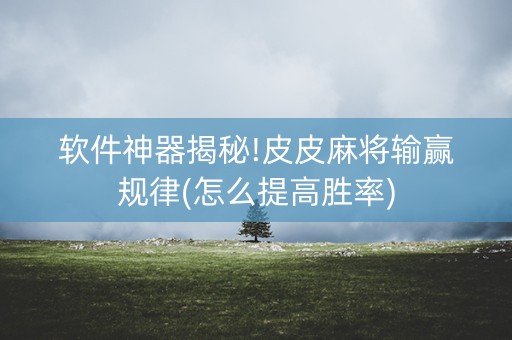 软件神器揭秘!皮皮麻将输赢规律(怎么提高胜率)