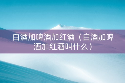 白酒加啤酒加红酒（白酒加啤酒加红酒叫什么）