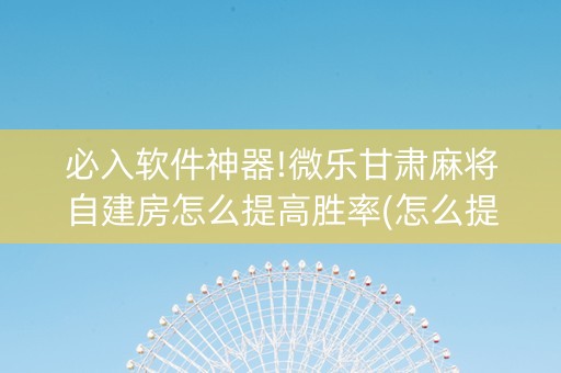 必入软件神器!微乐甘肃麻将自建房怎么提高胜率(怎么提高胡牌率)