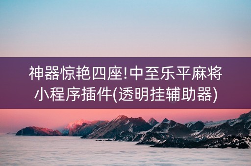 神器惊艳四座!中至乐平麻将小程序插件(透明挂辅助器)