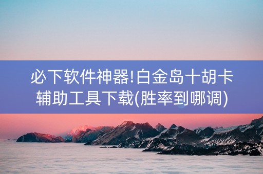必下软件神器!白金岛十胡卡辅助工具下载(胜率到哪调)