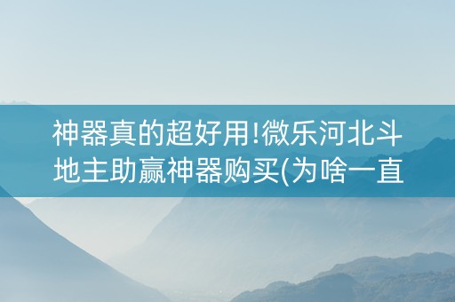 神器真的超好用!微乐河北斗地主助赢神器购买(为啥一直输)