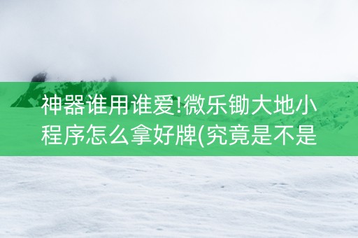 神器谁用谁爱!微乐锄大地小程序怎么拿好牌(究竟是不是有挂)
