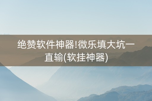 绝赞软件神器!微乐填大坑一直输(软挂神器)