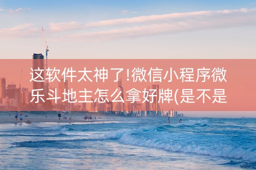 这软件太神了!微信小程序微乐斗地主怎么拿好牌(是不是有猫腻)