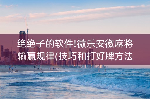 绝绝子的软件!微乐安徽麻将输赢规律(技巧和打好牌方法)