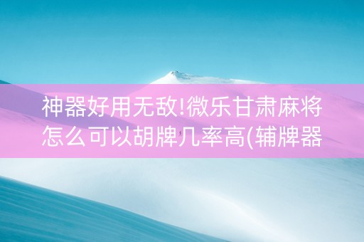神器好用无敌!微乐甘肃麻将怎么可以胡牌几率高(辅牌器购买)