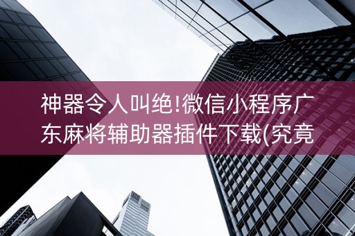 神器令人叫绝!微信小程序广东麻将辅助器插件下载(究竟是不是有挂)