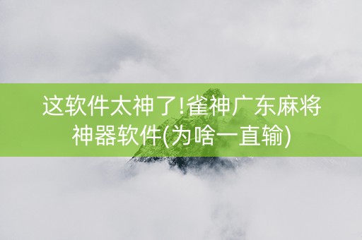 这软件太神了!雀神广东麻将神器软件(为啥一直输)