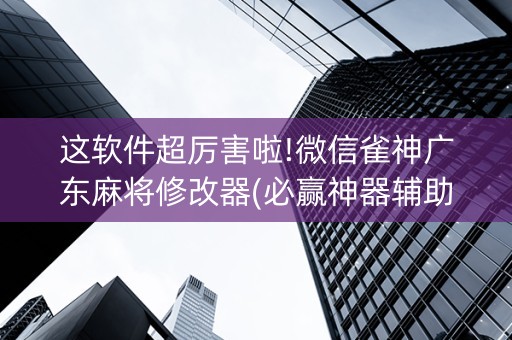 这软件超厉害啦!微信雀神广东麻将修改器(必赢神器辅助器)