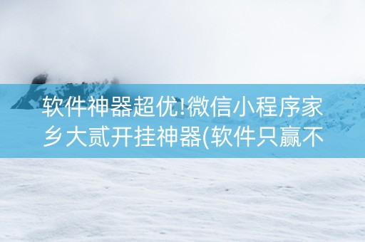 软件神器超优!微信小程序家乡大贰开挂神器(软件只赢不输)