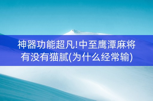 神器功能超凡!中至鹰潭麻将有没有猫腻(为什么经常输)