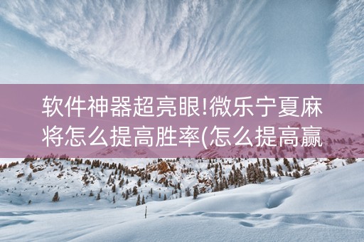 软件神器超亮眼!微乐宁夏麻将怎么提高胜率(怎么提高赢牌率)