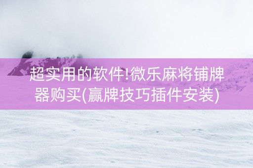 超实用的软件!微乐麻将铺牌器购买(赢牌技巧插件安装)