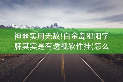 神器实用无敌!白金岛邵阳字牌其实是有透视软件挂(怎么能赢发牌规律)