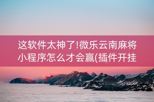这软件太神了!微乐云南麻将小程序怎么才会赢(插件开挂免费AI)